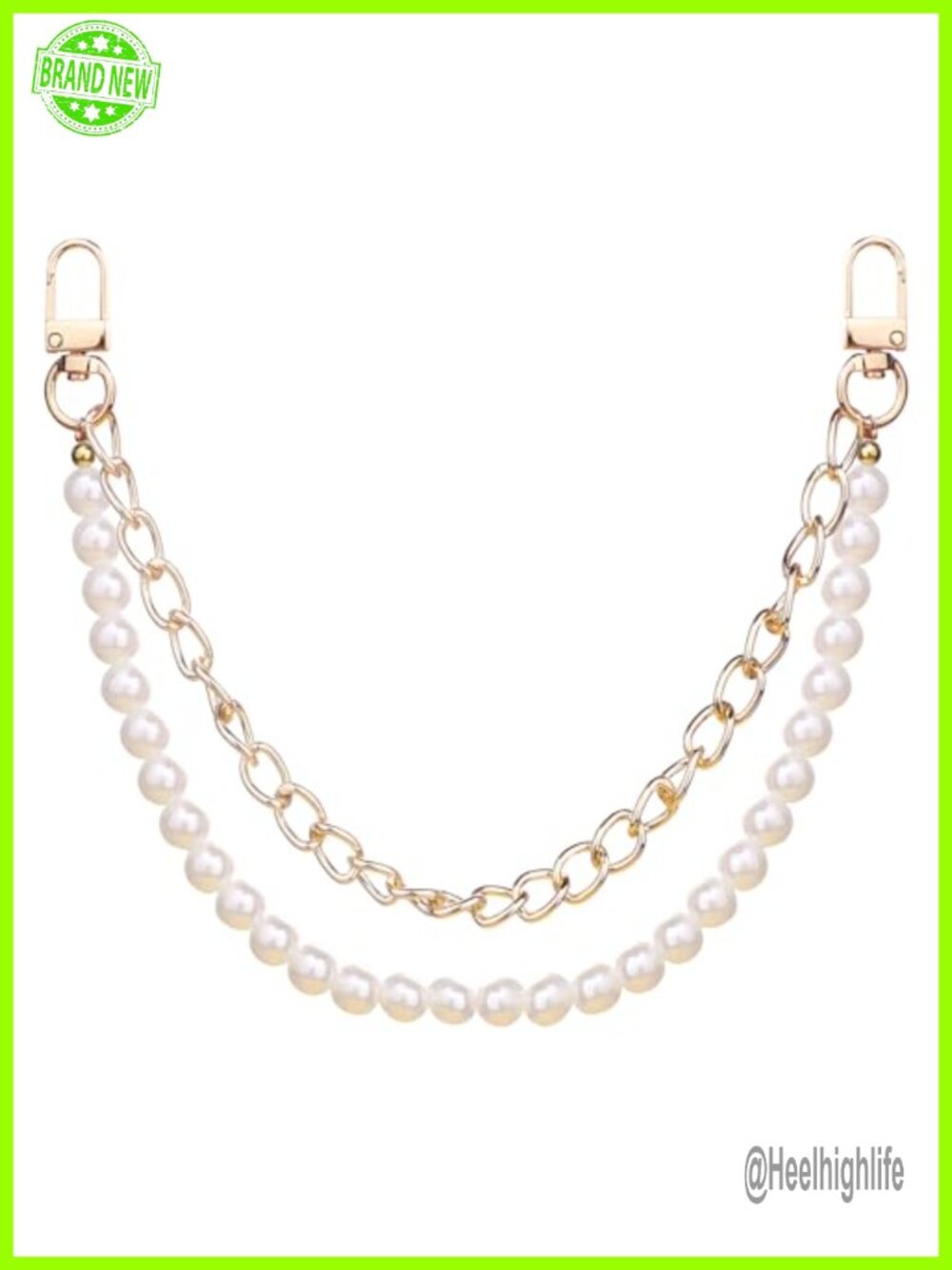 Pearl Bag Chain Purse Charm Gold Straps with Clasps Handbag Accessory